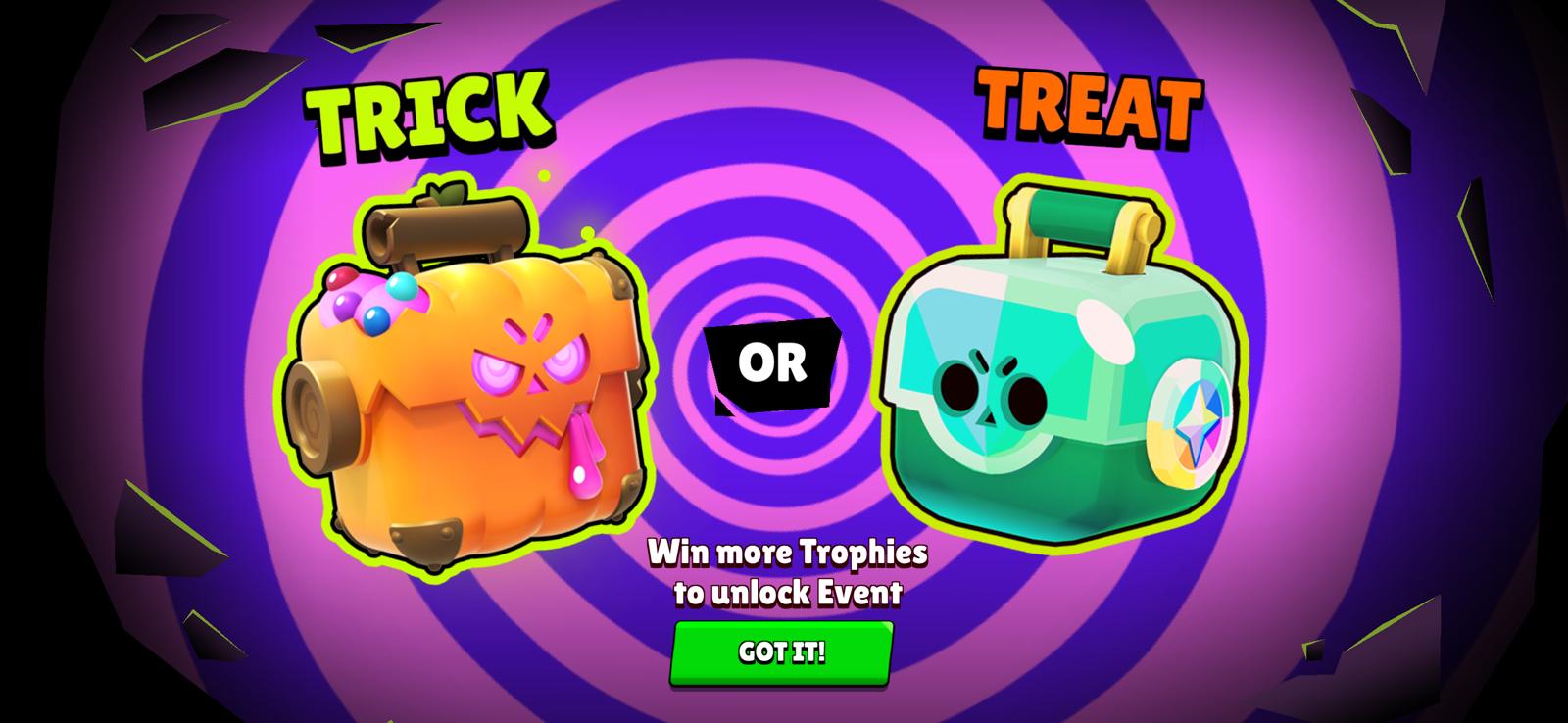 Trick or Treat boxes comparison showing orange Trick box and green Treat box side by side