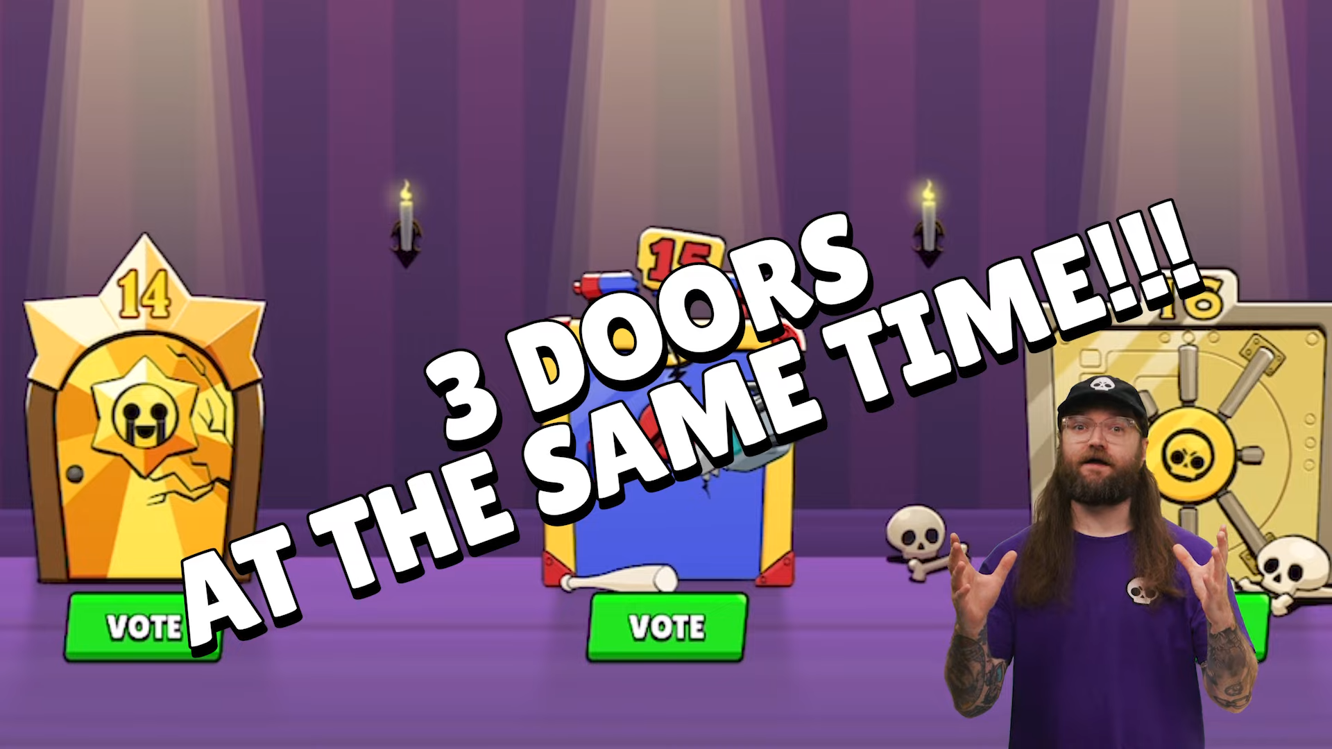 Brawl Stars Scary Doors voting interface showing 3 doors at the same time on Day 8